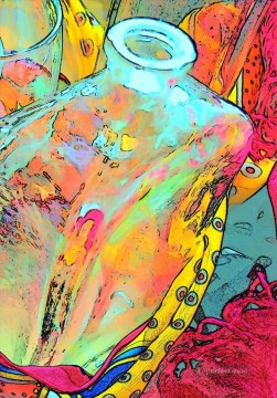 静物 Painting - ピンクのボトル JF リアリズム静物画